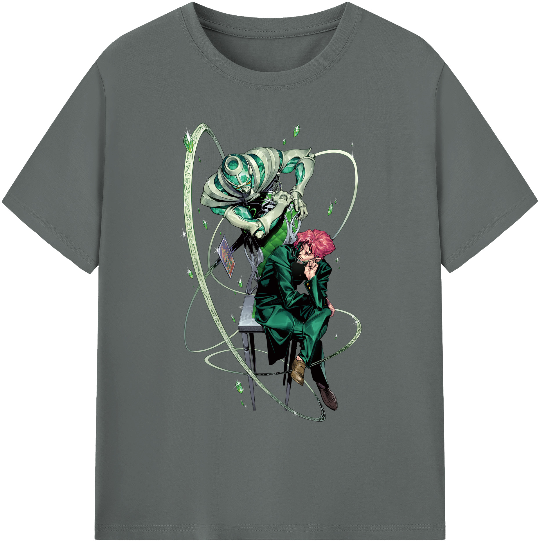 （画像用） ジョジョの奇妙な冒険 花京院 典明（かきょういん のりあき） JoJo's Bizarre Adventure Kakyoin Noriaki 綿100％ メンズ半袖Tシャツ｜肌触りやわらか＆通気性
